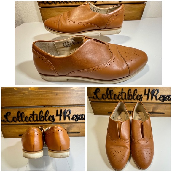 Time & Tru Women’s Oxford Slip On Loafer Leather Brown Cognac Slip On Shoes Sz 8 - Picture 11 of 11